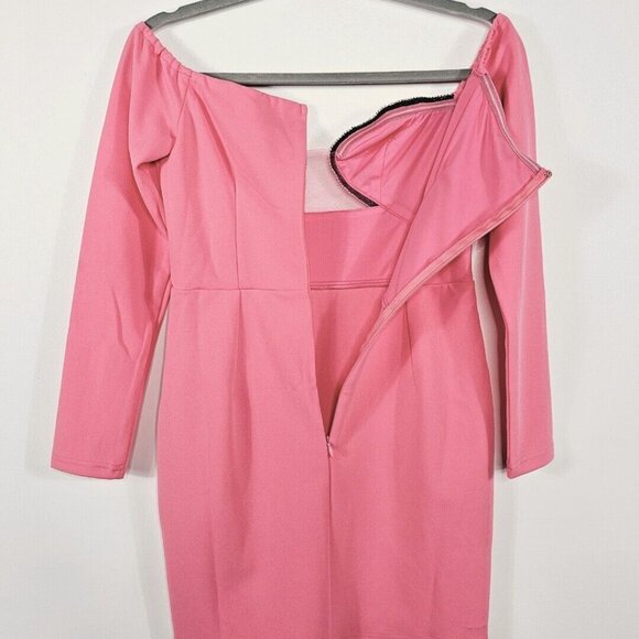 Saints & Secrets Off Shoulder Mini Dress M Pink Diamante Coquette Party Cocktail - Picture 13 of 14